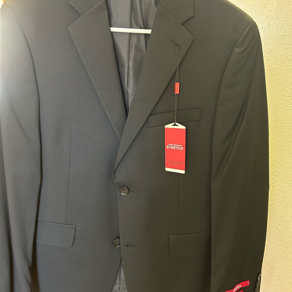 Men's Slim-Fit Stretch Solid Suit Jacket, Black, small